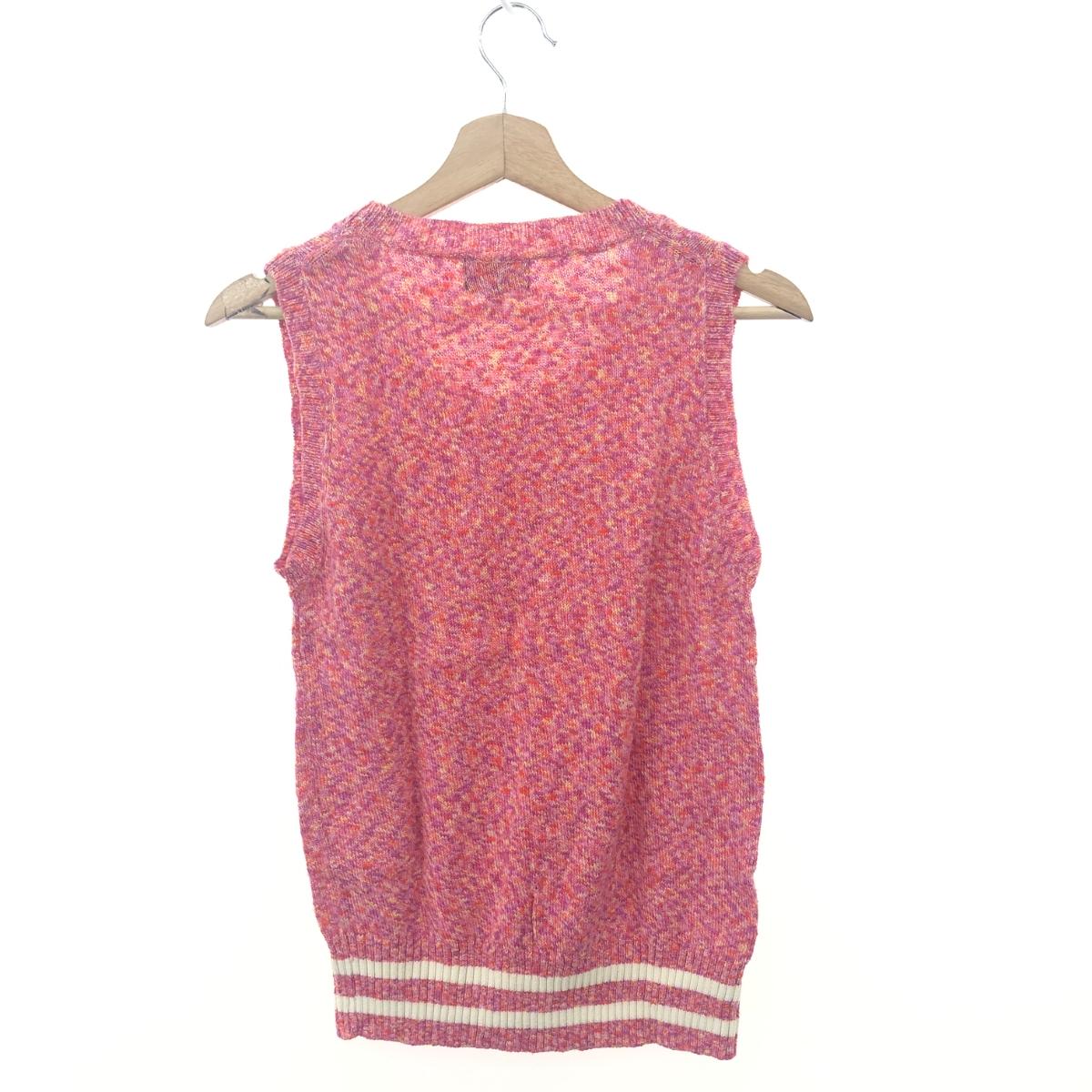 PEARLY GATES パーリーゲイツ 半袖ニットベスト サイズ:2 ゴルフウェア/ 89 コットン混 ピンク レディース【中古】