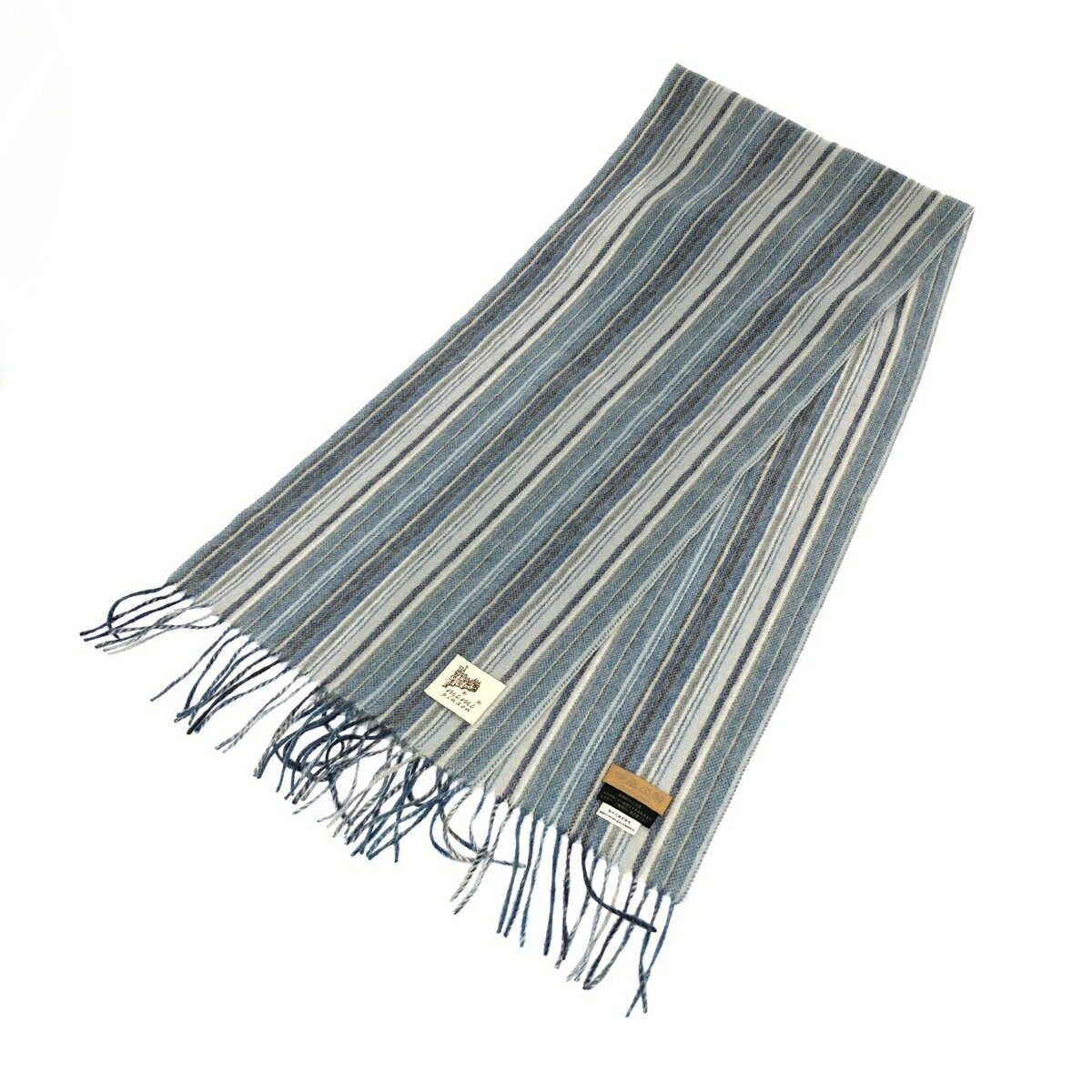 mimi pinson ミミパンソン マフラー 良好 ボーダー柄 ブルー レディース【中古】