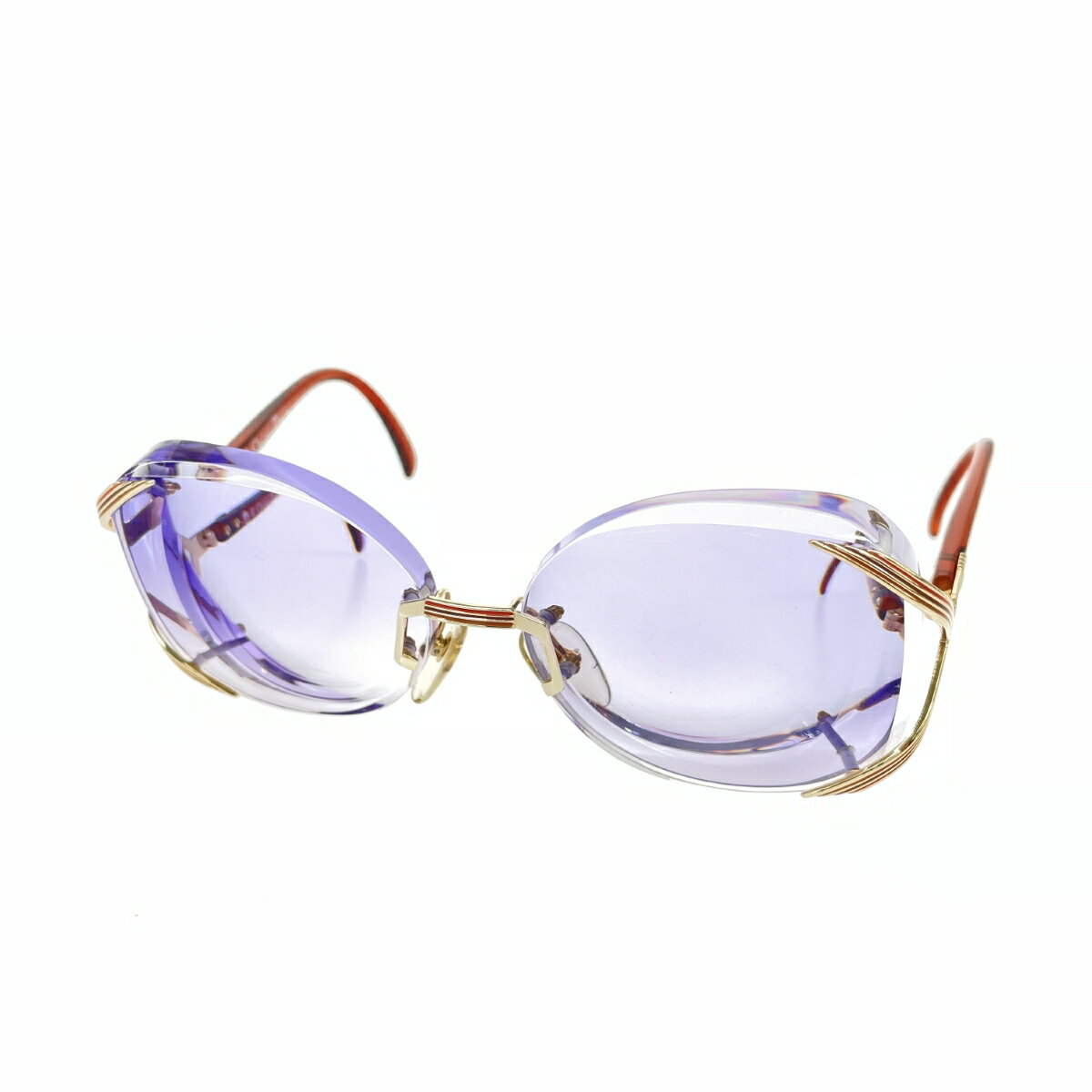 Christian Dior クリスチャンディオール メガネフレーム CDロゴ/ツーポイント/メタル 2289 ゴールドカラー×ブラウン レディース【中古】