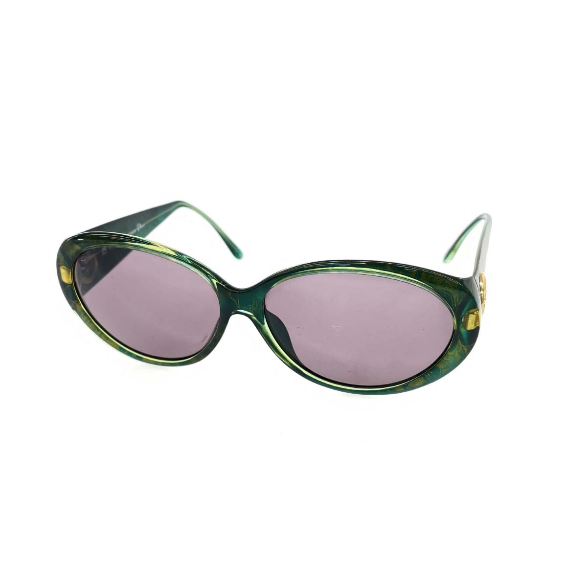 Christian Dior クリスチャンディオール サングラス CDロゴ/オーストリア製/プラスチック 60□13 2854 グリーン レディース【中古】