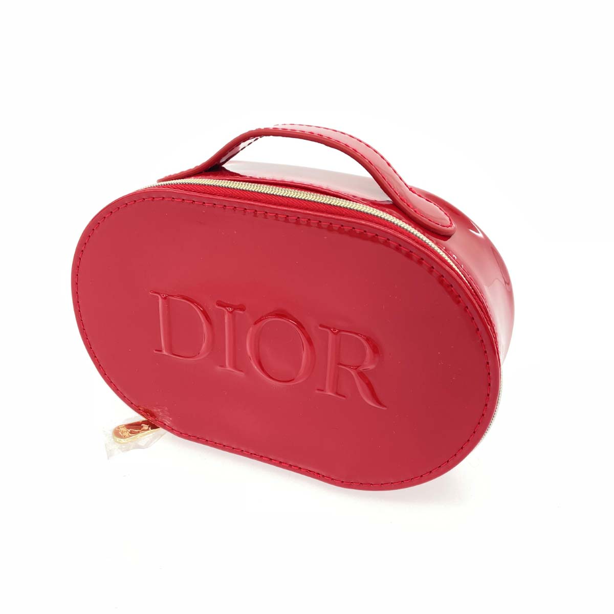 Christian Dior クリスチャンディオール ハンドルポーチ 新品同様 ノベルティ/DIORロゴ/エナメル レッド レディース【中古】