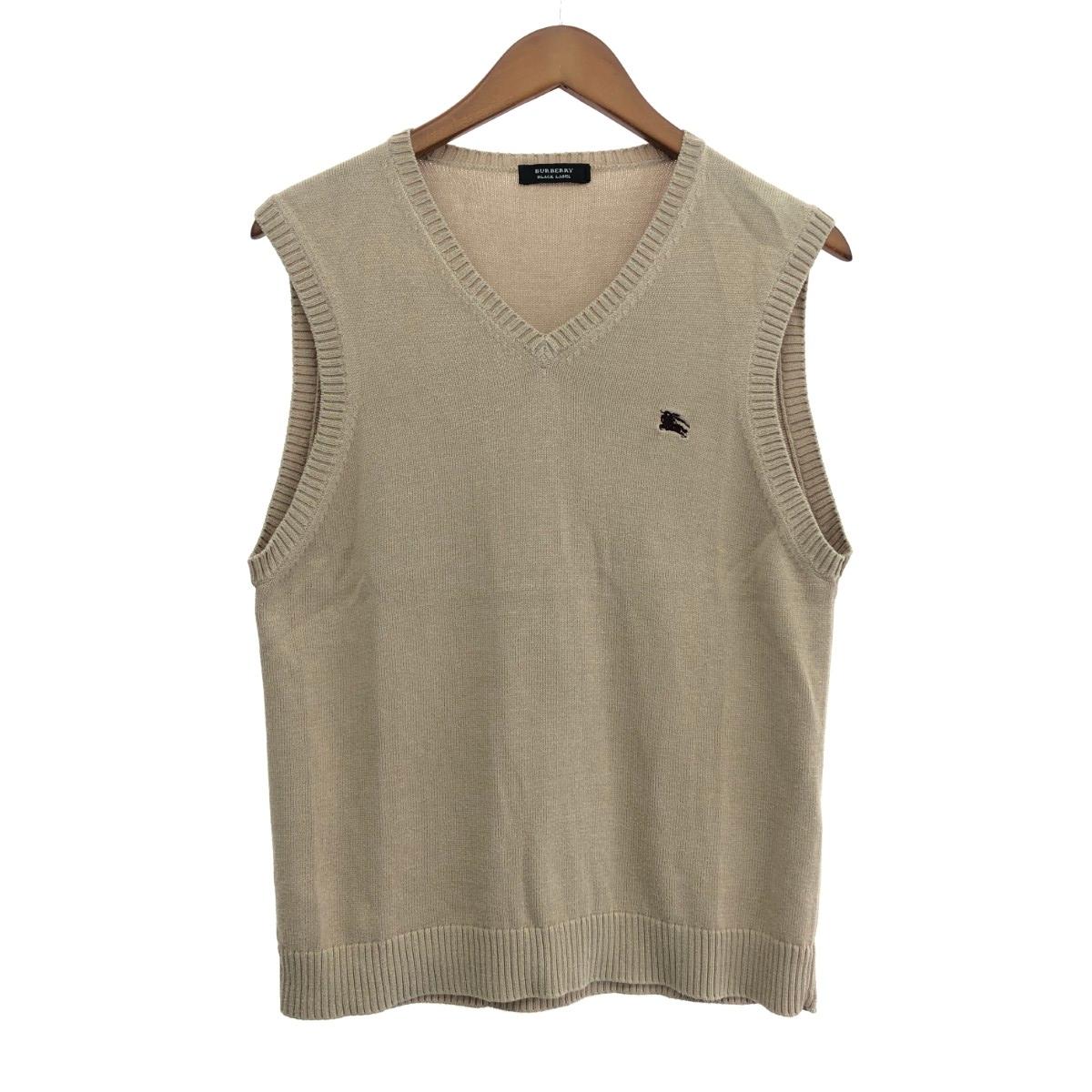 BURBERRY BLACK LABEL バーバリーブラックレーベル ホース刺繍ニットベスト サイズ:2 Vネック/コットン..