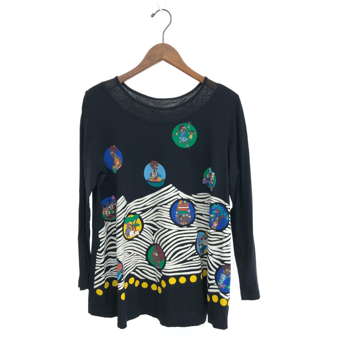 TOKUKO 1er VOL トクコ・プルミエヴォル 民族柄長袖カットソー 良好 サイズ:9 伸縮/ゆったり ブラック レディース【中古】(4)