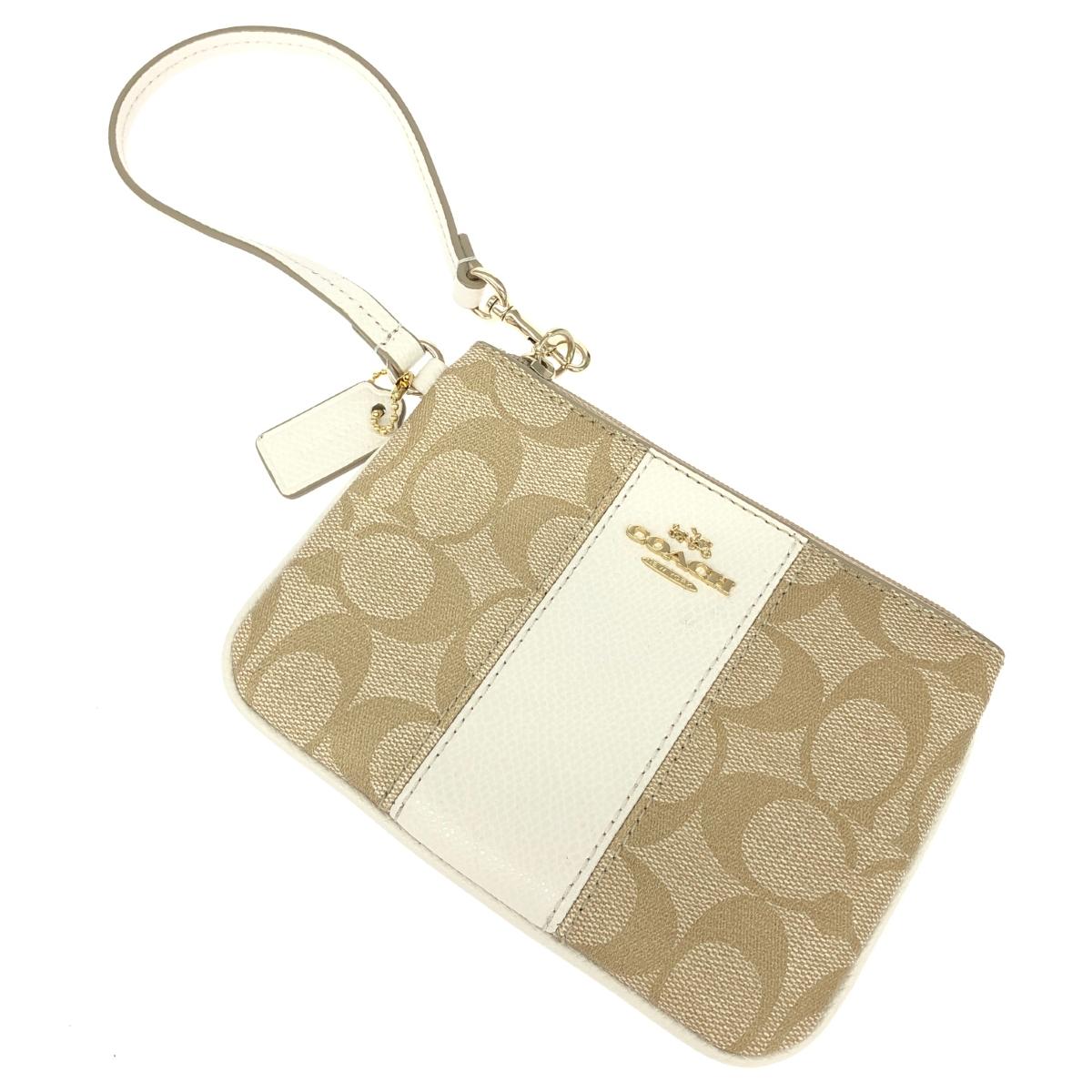 COACH コーチ ポーチ 良好 シグネチャー ベージュ レディース【中古】