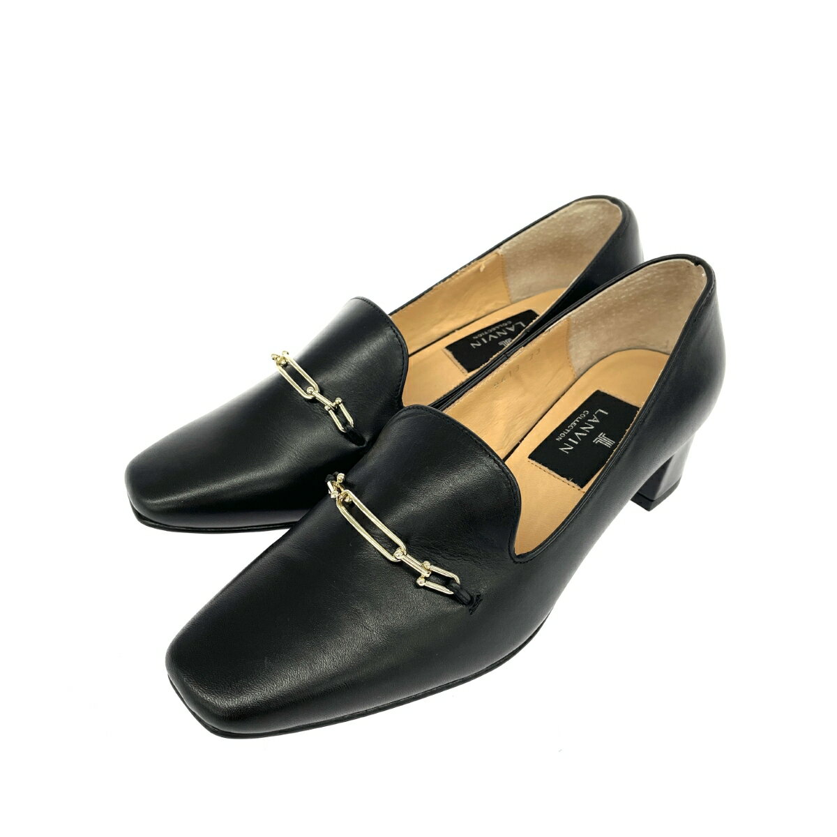 LANVIN COLLECTION ランバンコレクション パンプス 未使用品 表記サイズ:23.0cm ゴールド金具/レザー ブラック レディース【中古】(4)