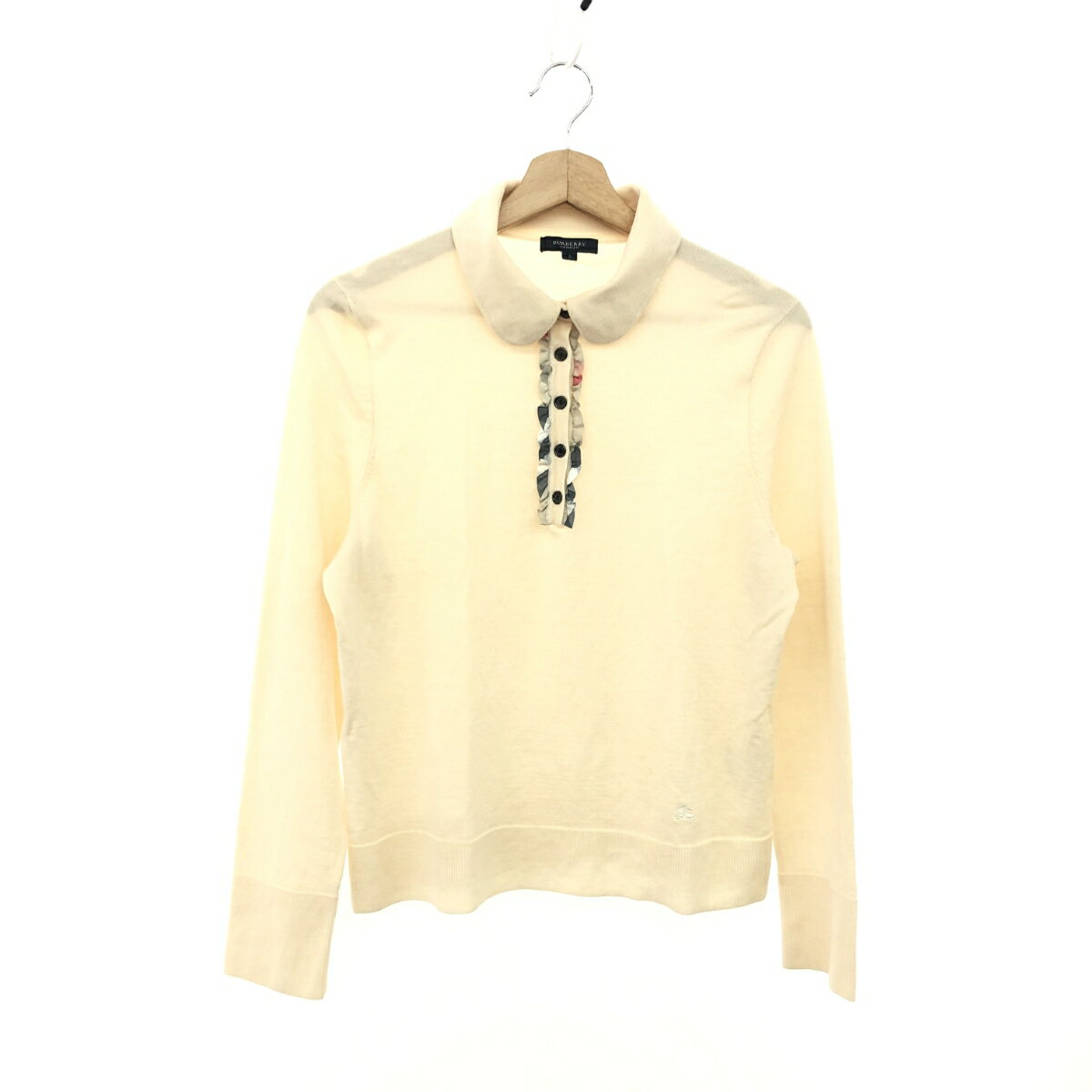 BURBERRY LONDON バーバリーロンドン ハーフボタン長袖ニット 良好 サイズ:5 ベージュ レディース【中..