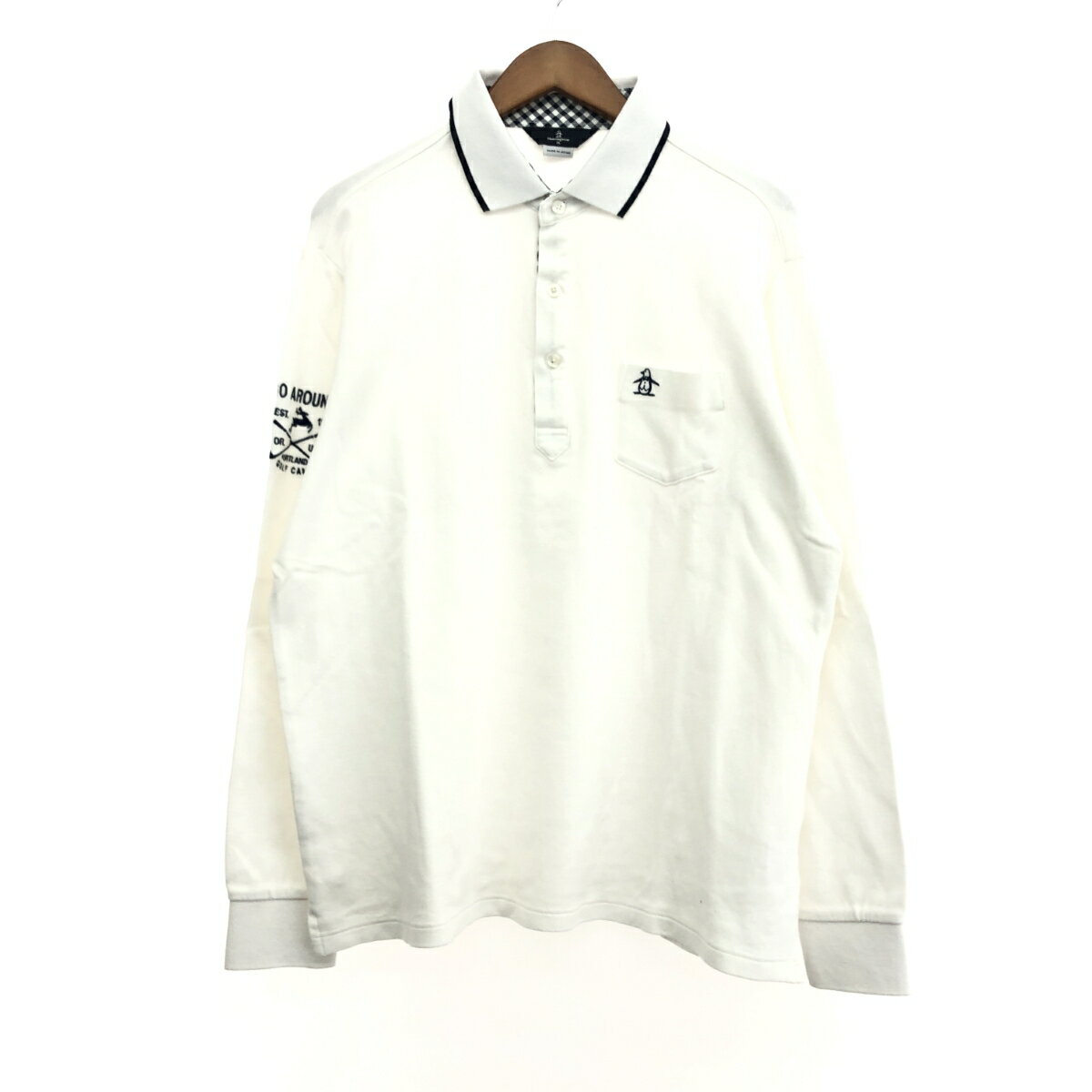 Munsingwear マンシングウェア 長袖ポロシャツ サイズ:3L ゴルフウェア ロゴ刺繍 大きいサイズ ホワイト メンズ【中古】