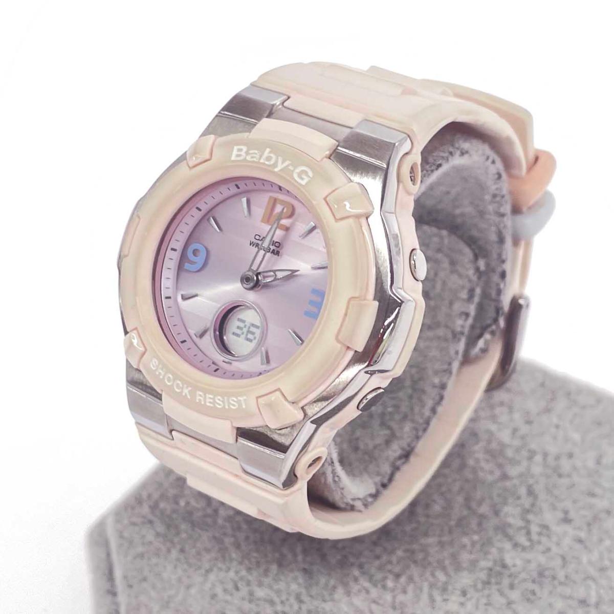 BABY-G ベビーG 電波ソーラー腕時計 アナデジ/クォーツ/SS×レジン/ BGA-1100TR シルバーカラー×ピンク レディース【中古】