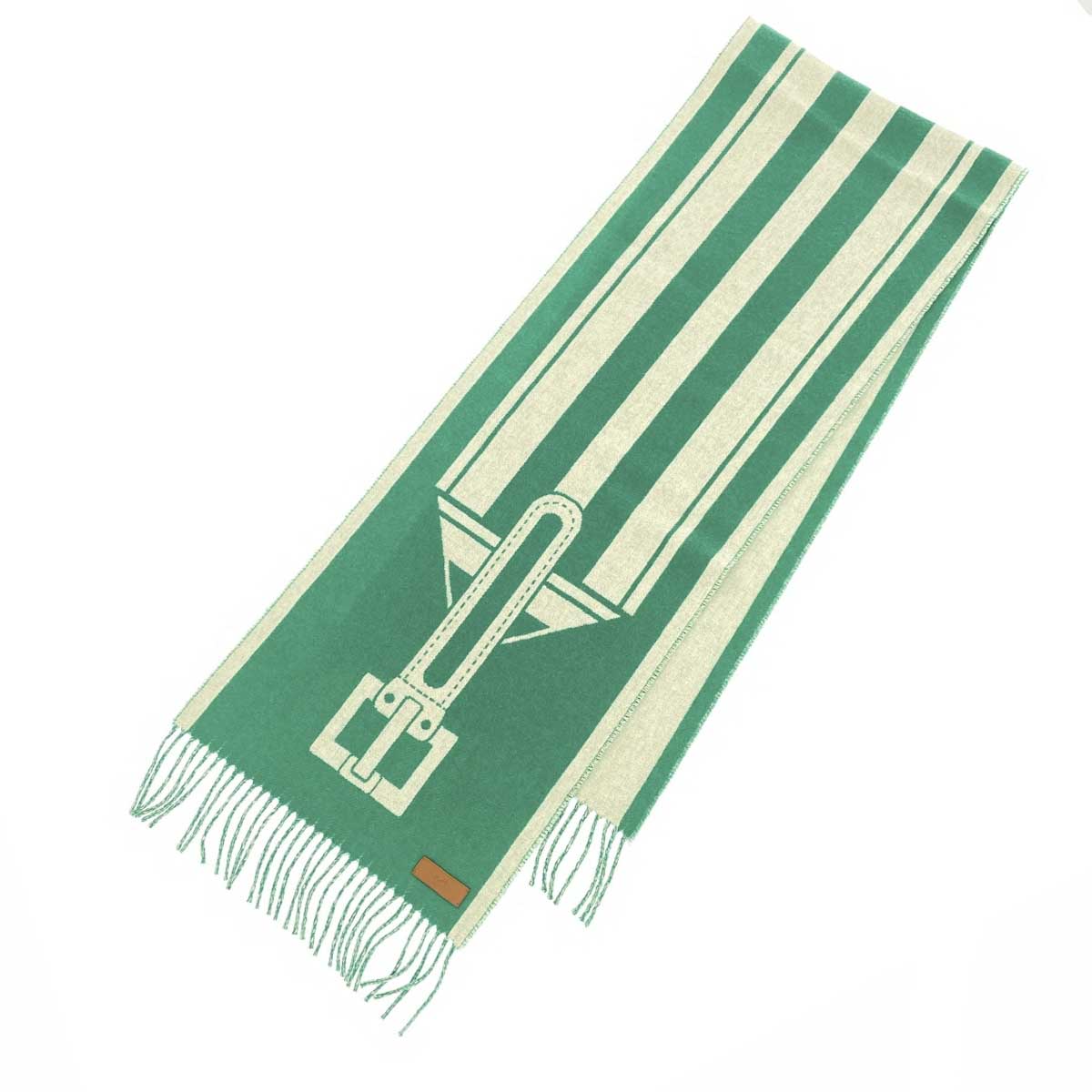 HERMES エルメス マフラー/サングル 未使用品 カシミア100％ グリーン ユニセックス【中古】