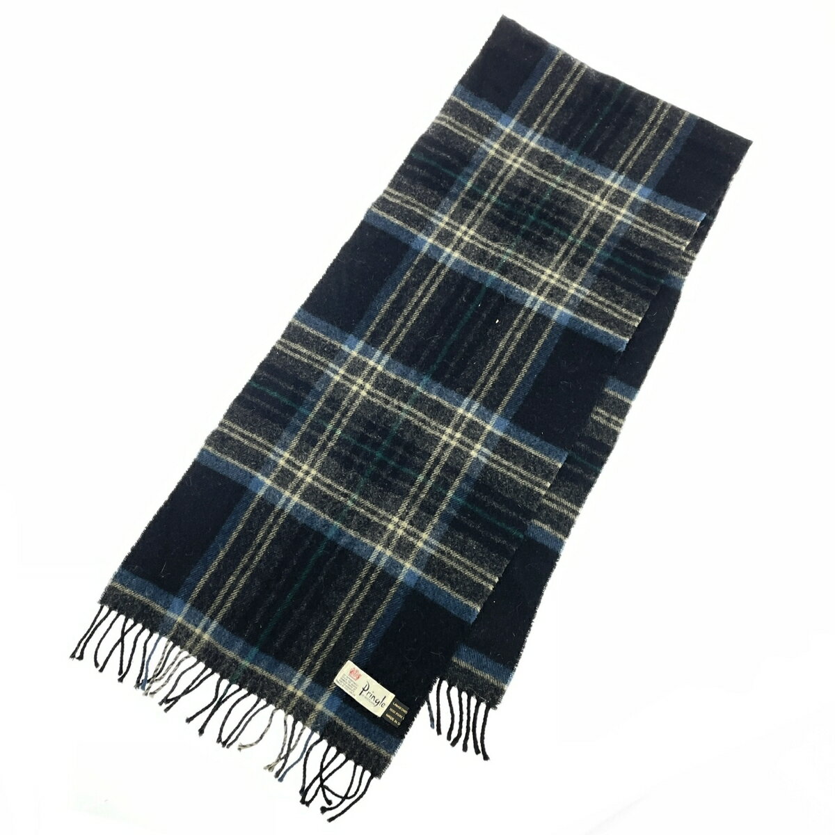 PRINGLE プリングル マフラー ウール100％ ヴィンテージ品 ブラック メンズ【中古】