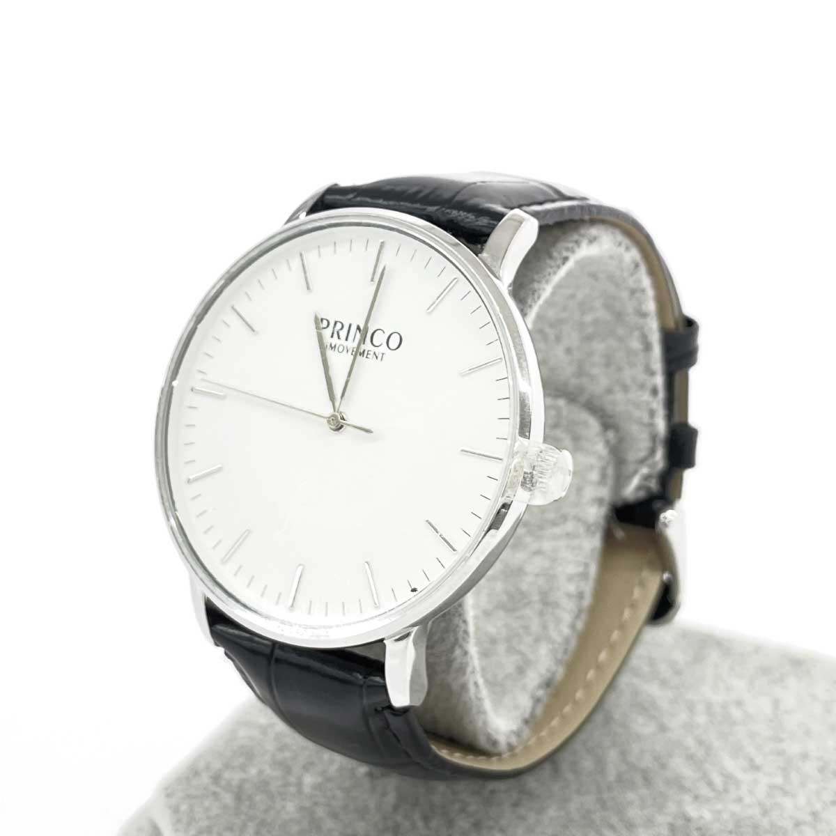 PRINCO プリンコ PRINCO/腕時計 美品 クォーツ/SS×レザー/ シルバーカラー×ブラック メンズ【中古】