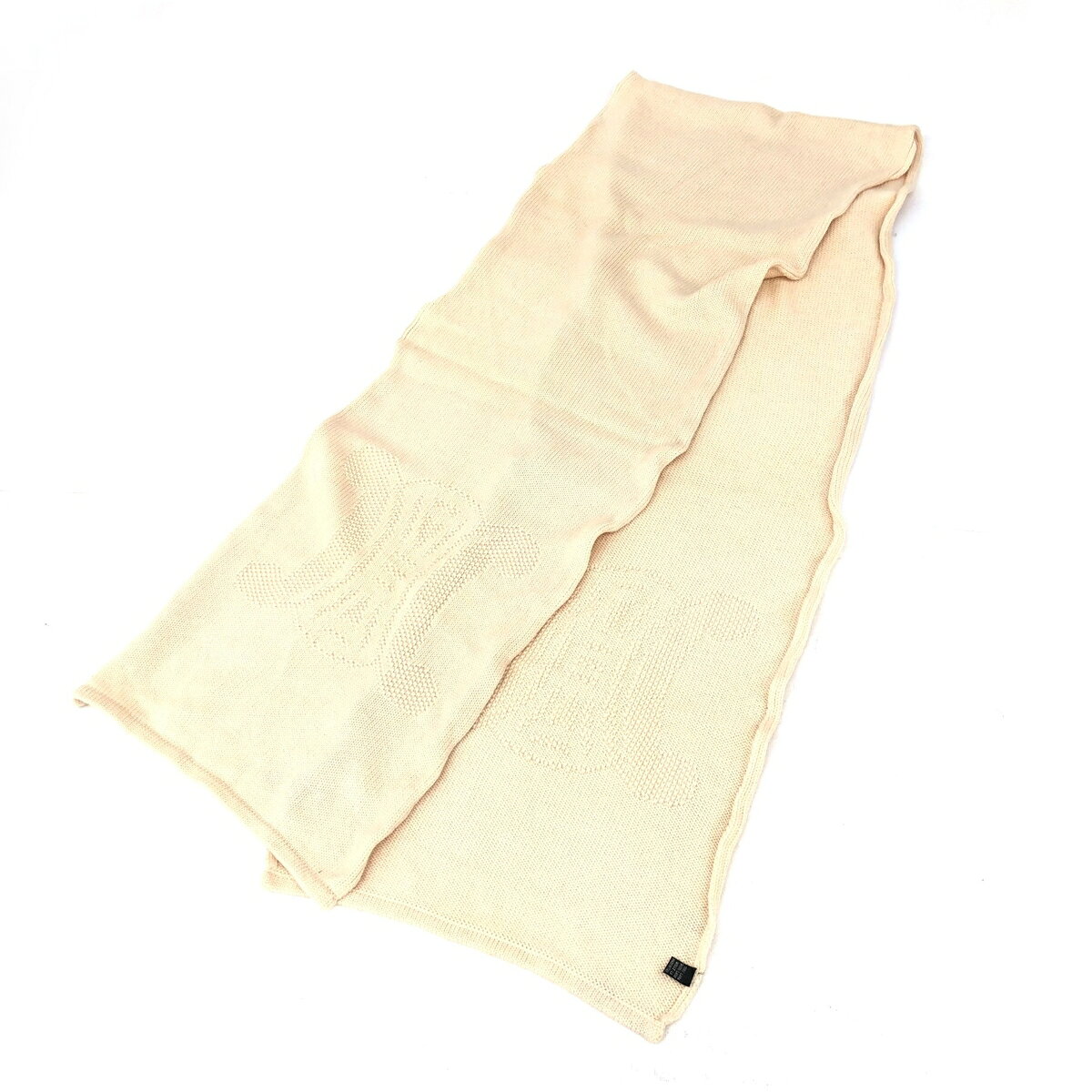 CELINE セリーヌ ニットマフラー マカダムジャガード アイボリー レディース【中古】