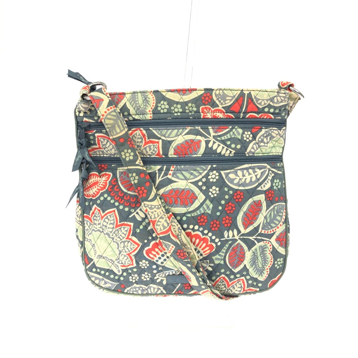 Vera Bradley ヴェラブラッドリー ショルダーバッグ フラワー キルティング　コットン グレー レディー..