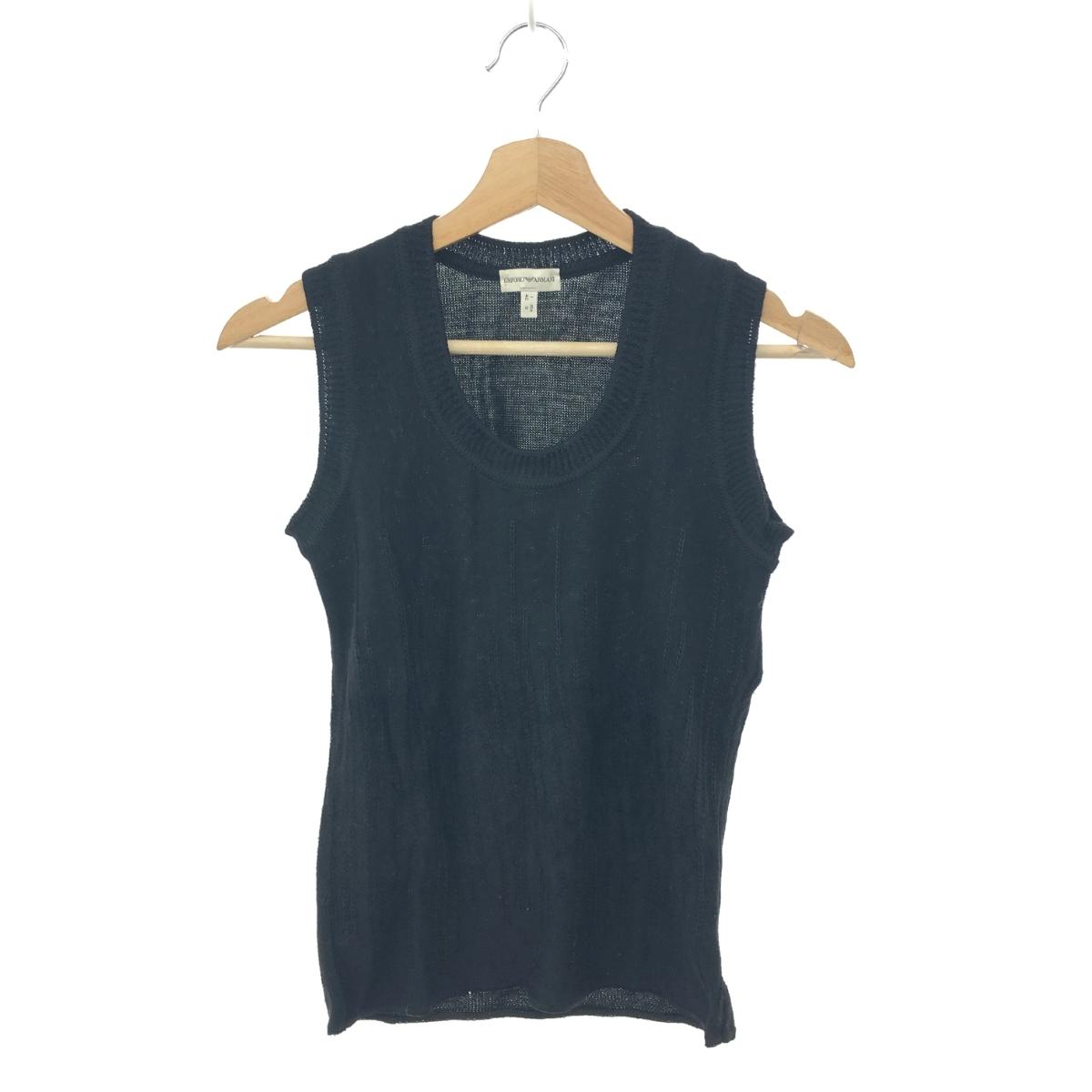 EMPORIO ARMANI エンポリオアルマーニ ノースリーブニット 良好 サイズ:I42 Uネック/ステッチデザイン ..