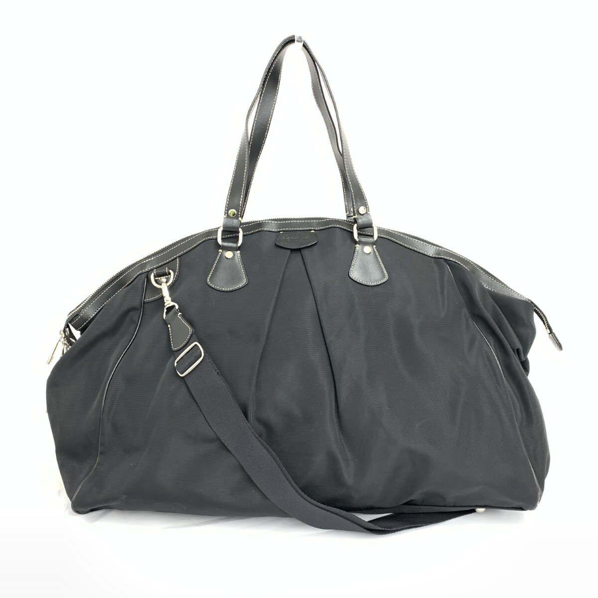 agnes b. VOYAGE アニエスベーボヤージュ 2WAYボストンバッグ レザータグ ナイロン ブラック ユニセックス【中古】