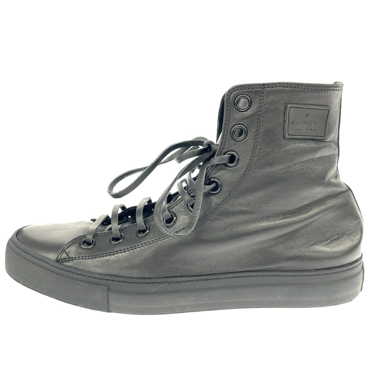 GUCCI グッチ ハイカットスニーカー 表記サイズ:42 レザー ブラック メンズ【中古】