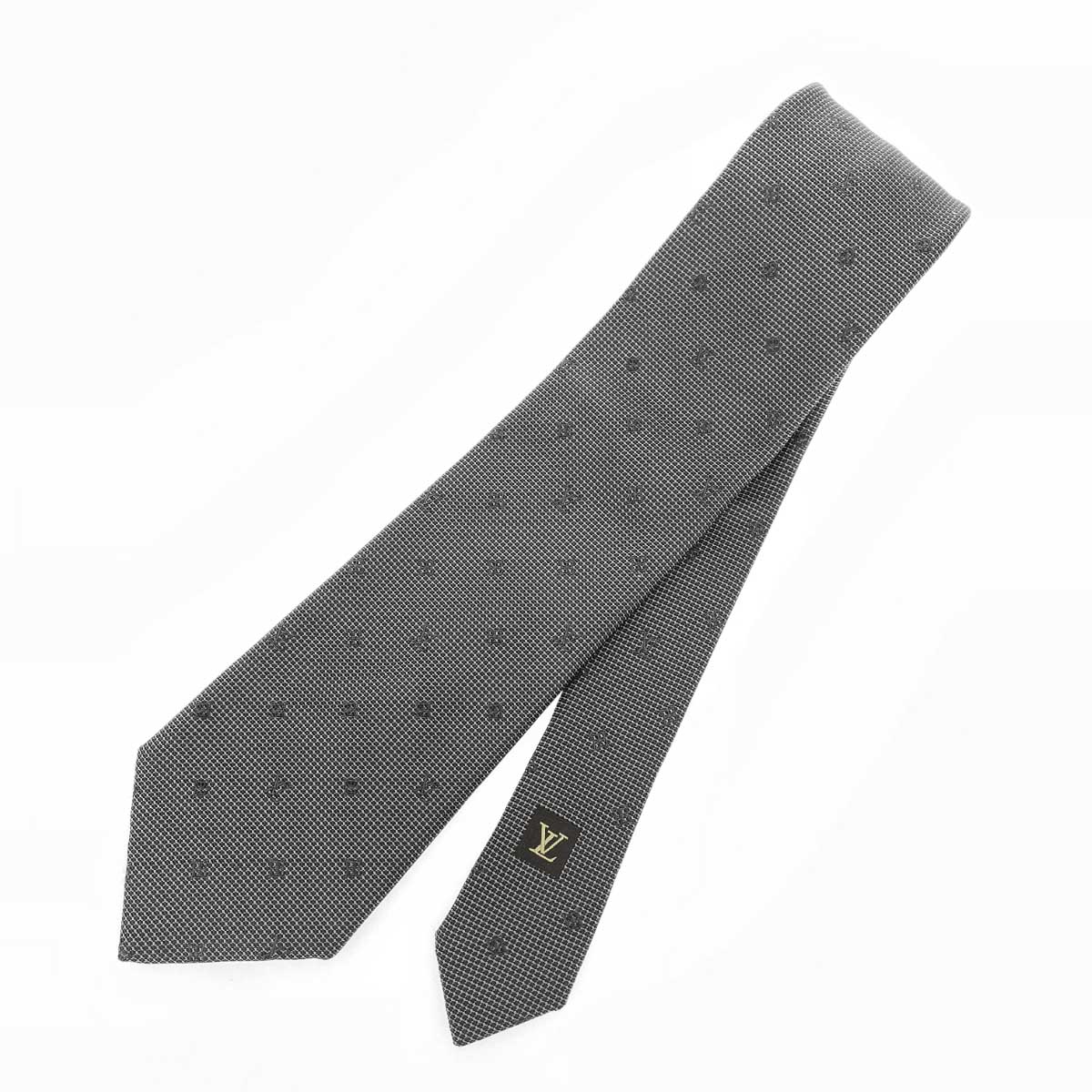 LOUIS VUITTON ルイヴィトン ネクタイ/クラヴァット 良好 モノグラム/ジャガード/シルク/ シルク100％ ダークグレー メンズ【中古】