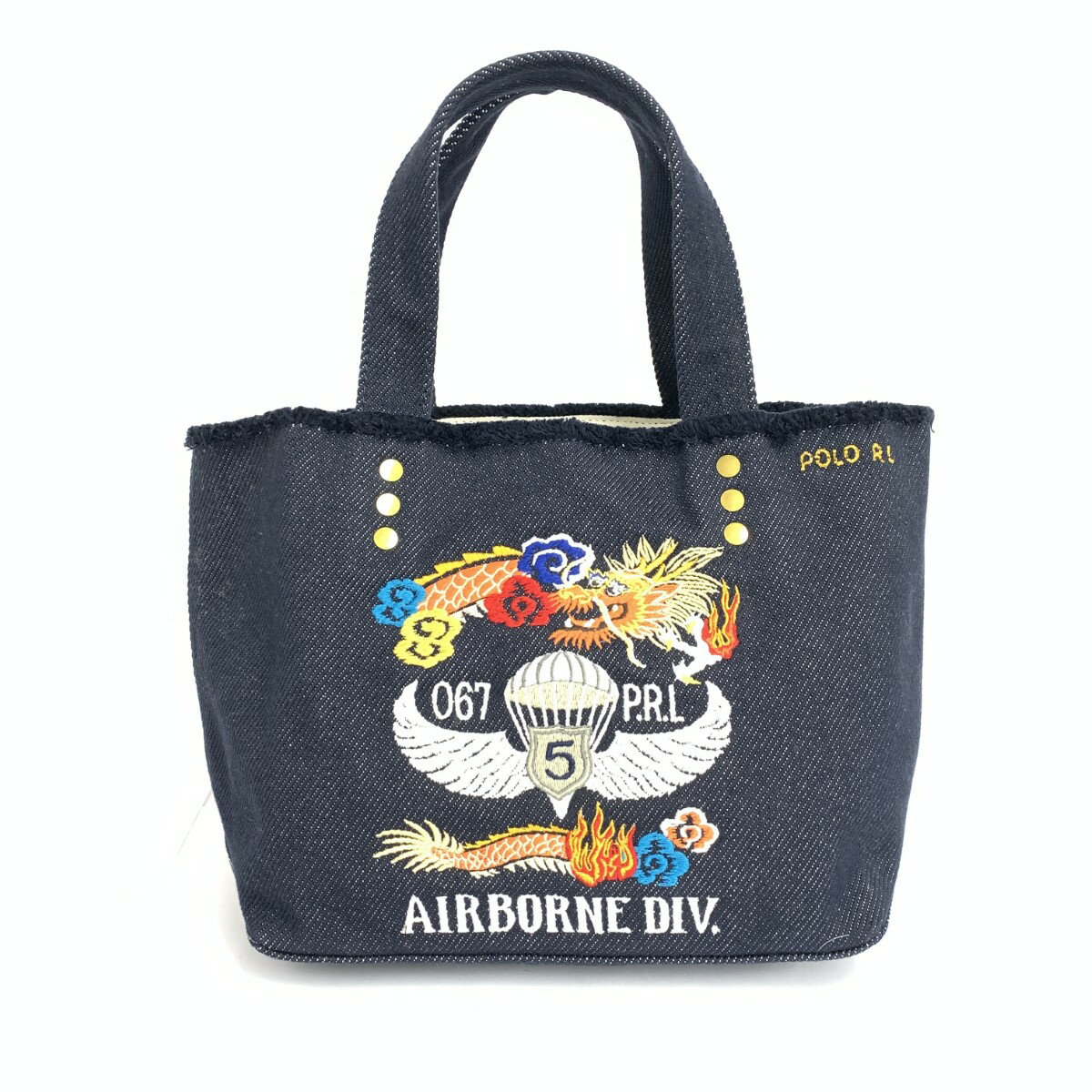 POLO RALPH LAUREN ポロラルフローレン トートバッグ 刺?　デニム ネイビー ユニセックス【中古】