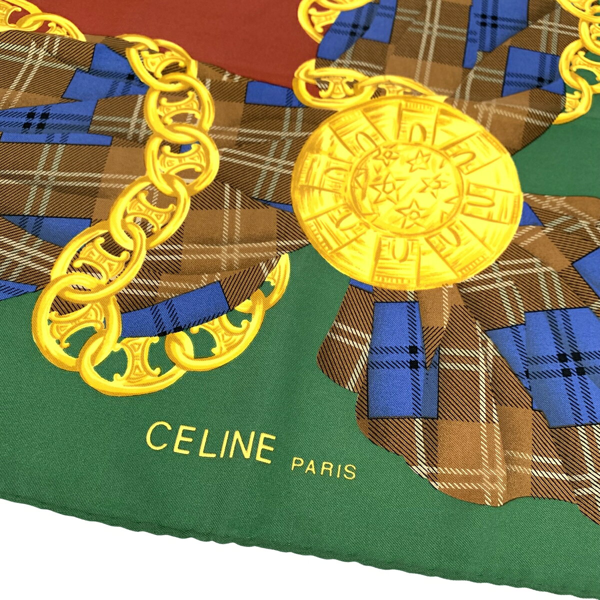 CELINE セリーヌ スカーフ スターボール/サークルロゴ/シルク マカダムチェーン シ...