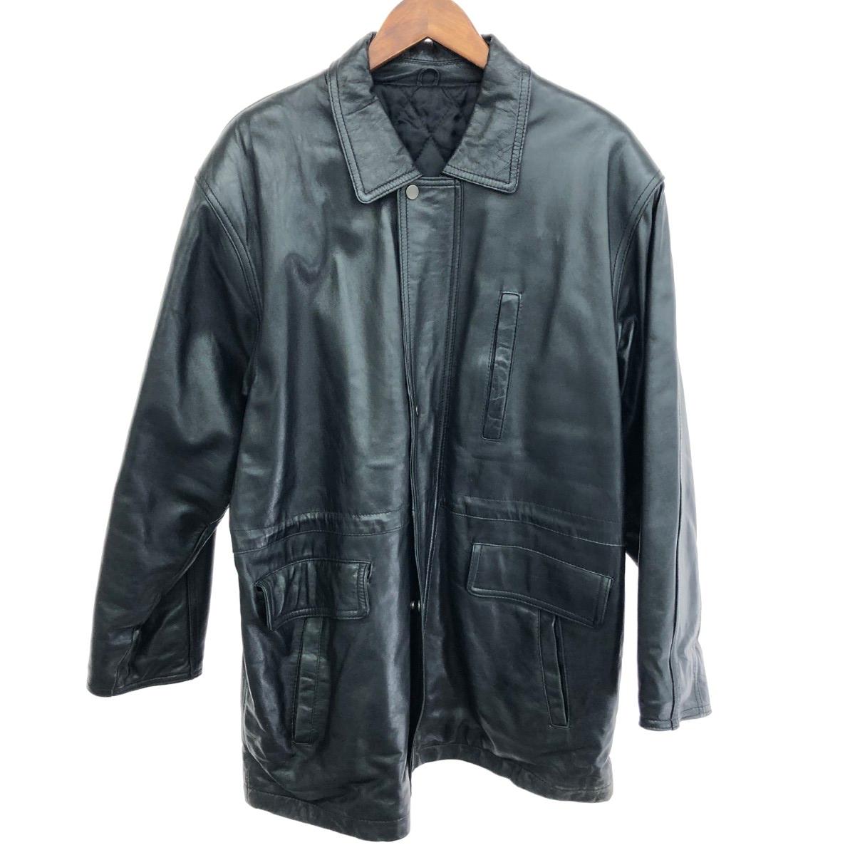 Rakuten - leather coat レザーコート レザーコート サイズ:L ラムレザー ブラック メンズ【中古】