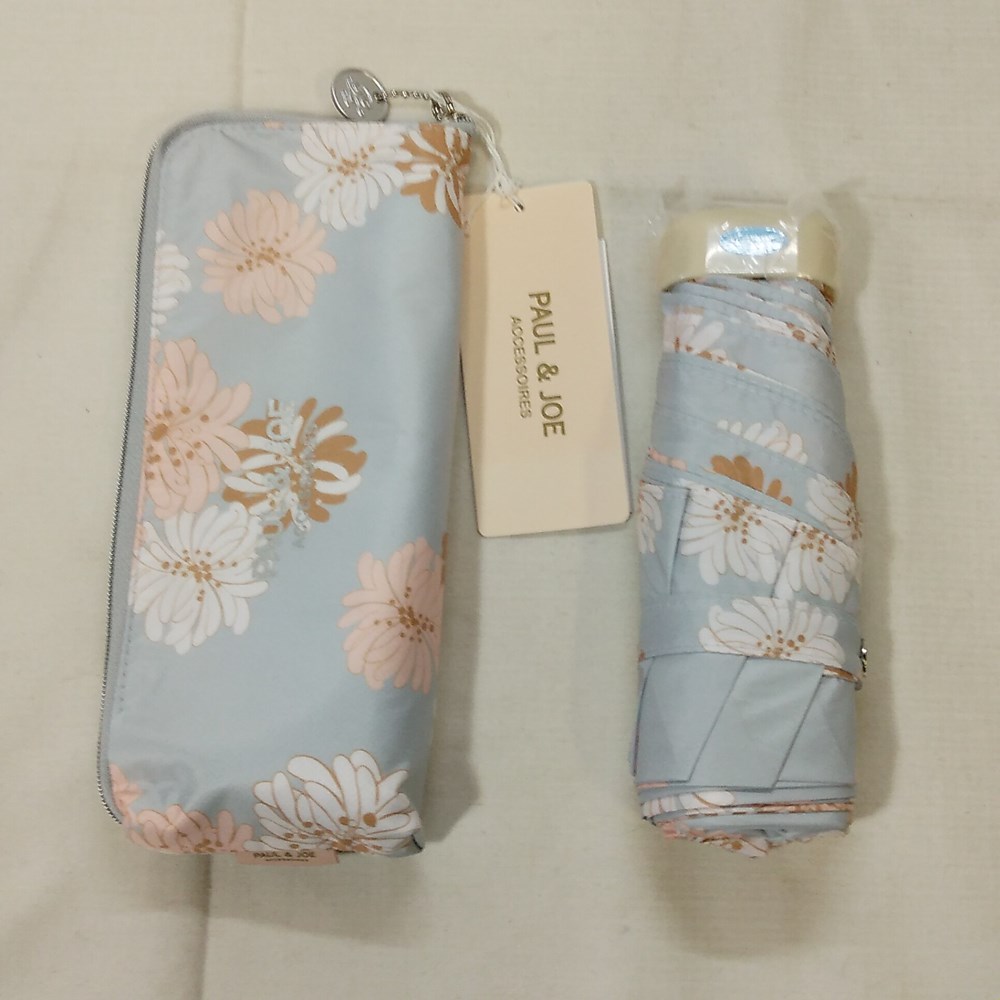 【未使用・長期保管品】PAUL & JOE ACCESSOIRES ポール&ジョー アクセソワ 折りたたみ傘 クリザンテーム ライトグレー 送料無料