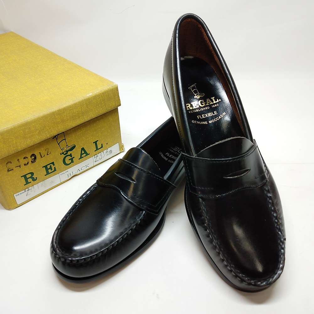 乐天商城 - 【長期保管品】REGAL リーガル ローファー 23.5cm BLACK 2417　送料無料　【革靴】【本革】【ブラック】【レディース】【ファッション】【シューズ】【ペニーロファー】【ハーフムーン窓】【合成ゴム】