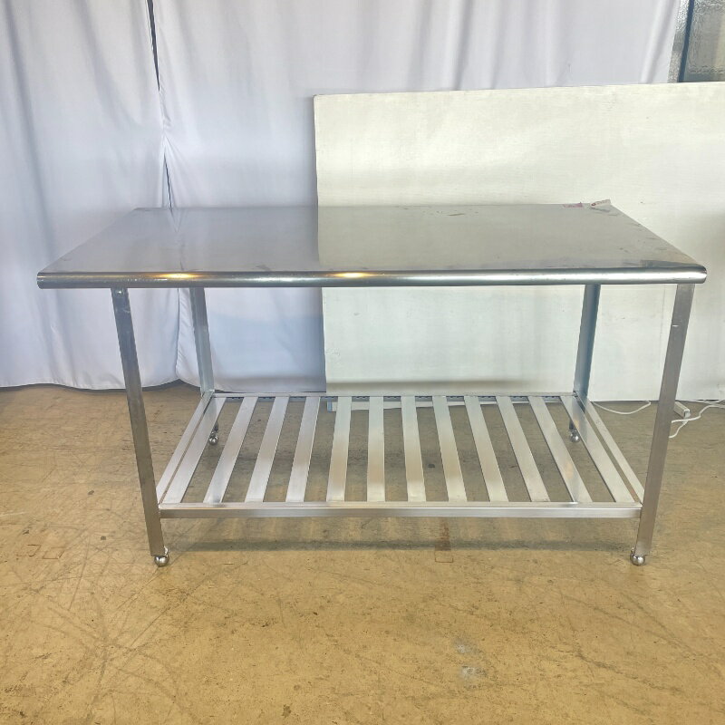 北海道・九州・沖縄・離島等追加送料有【中古】 業務用 ステンレス 作業台 幅1500×奥行750×高850mm (No.9772) 厨房機器