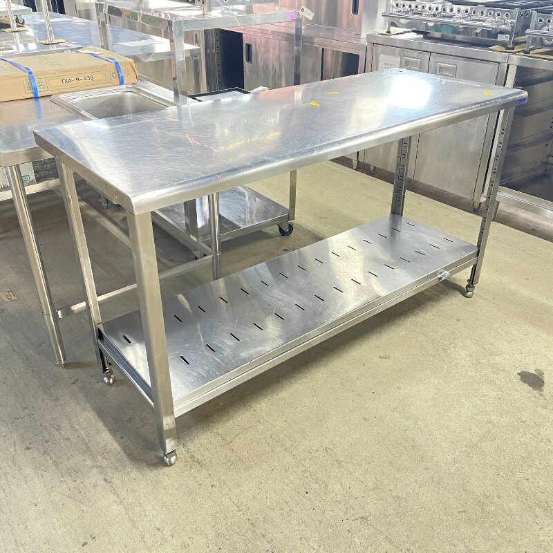 Rakuten - 北海道・九州・沖縄・離島等追加送料有【中古】 業務用 ステンレス 棚板付き作業台 幅1500×奥行600×高850mm (No.9995) 厨房機器