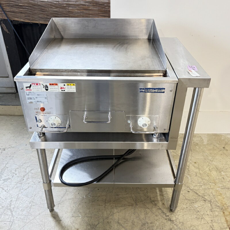 Rakuten - 一部地域別途送料有【中古】 電気グリドル 架台付 ニチワ TEG-600 2014年製 三相200V 幅600×奥行600×高800mm (No.a155) 業務用 厨房機器