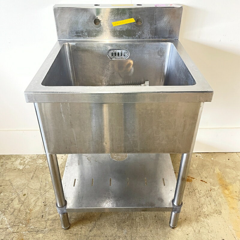 乐天商城 - 北海道・九州・沖縄・離島等追加送料有【中古】 業務用 ステンレス 1槽シンク BG付 幅600×奥行600×高800mm (No.a244) 厨房機器