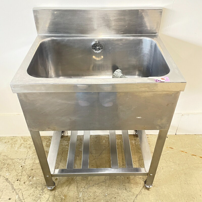 Rakuten - 北海道・九州・沖縄・離島等追加送料有【中古】 業務用 ステンレス 1槽シンク BG付 幅600×奥行450×高765mm (No.a334) 厨房機器