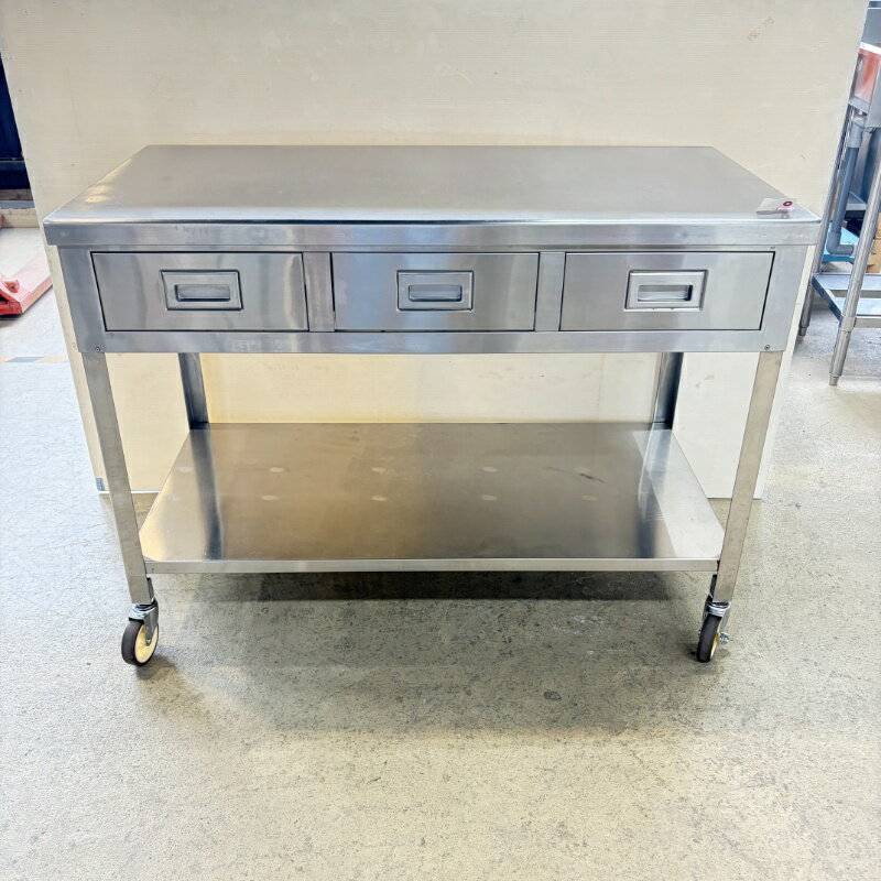 乐天商城 - 一部地域別途送料有【中古】 業務用 ステンレス 移動式引出付作業台 幅1200×奥行600×高880mm (No.a450) 厨房機器
