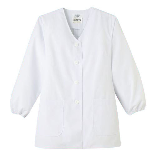 Rakuten - 抗菌 女性用調理衣 長袖 LL ホワイト FA-330 【メーカー直送】