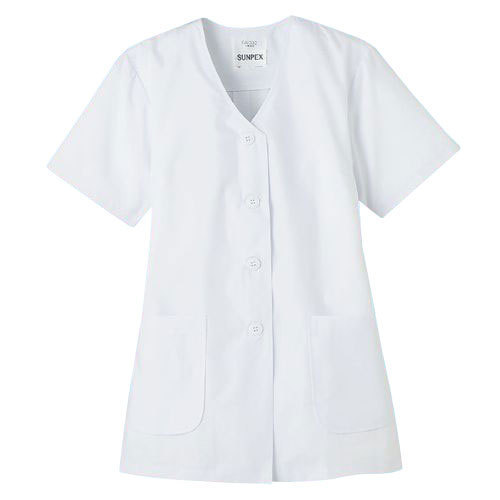 Rakuten - 抗菌 女性用調理衣 半袖 5L ホワイト FA-332 【メーカー直送】