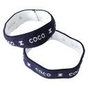 【中古】CHANEL シャネル ヘアバンド 2個 COCOマーク ネイビー