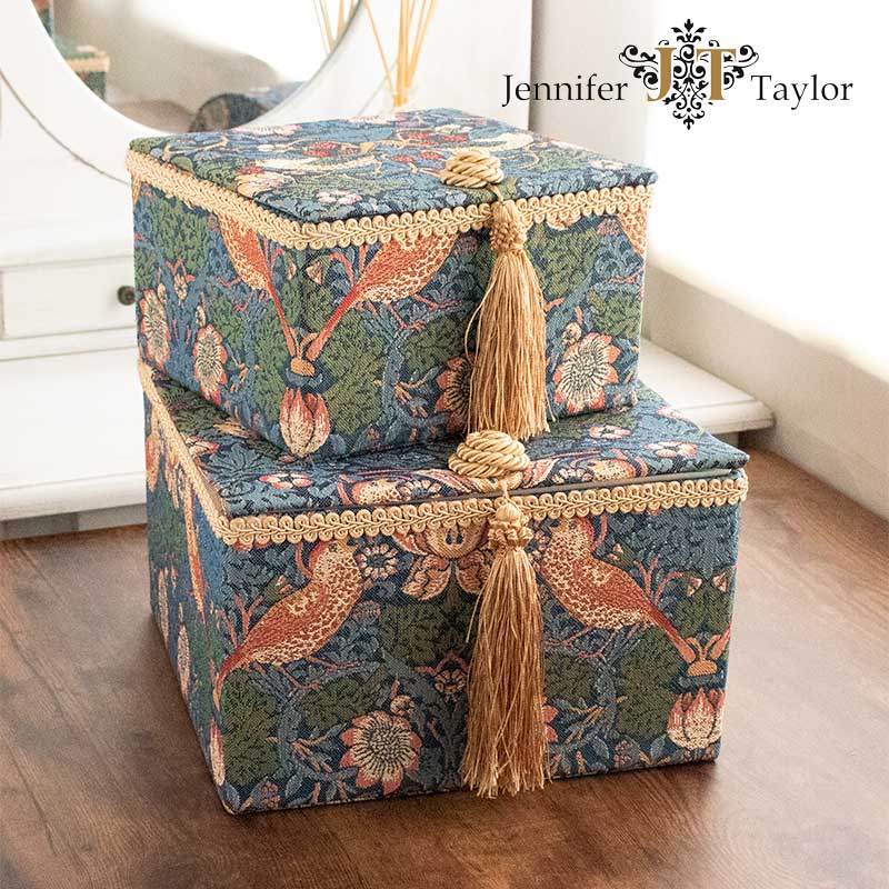 ジェニファーテイラー 収納 ボックス 2個セット いちご泥棒 収納ボックス 小物入れ 可愛い 姫系 インテリア エレガント ヨーロピアン クラシック