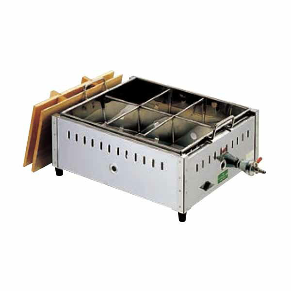 【新品】ガス関東煮鍋(おでん鍋) 幅560×奥行405×高さ195(mm) 6ッ切 マッチ点火 尺4 江部松商事 (EBM)