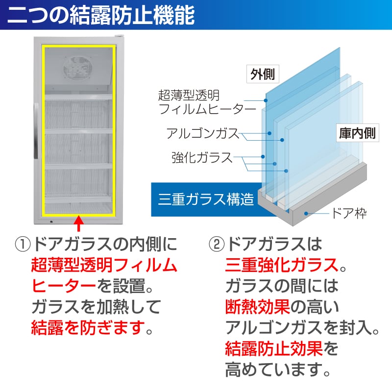 レマコム 大型 冷凍庫 フリーズバイソン 324L RIS-TR324SB （ブラック）業務用冷凍庫 ショーケース - 幅600×奥行735×高さ1860mm 機能 : 冷凍庫（-5～-25℃）結露防止 省エネ LED照明 風冷式（ファン式）自動霜取り 鍵付き｜関連ワード：リーチイン 霜取り 不要 3