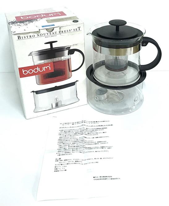 【中古品・未使用品】デンマーク製 ボダム ティーポット＆ウォーマー（1.7L）