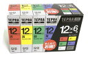【中古品・未使用品】KING JIM TEPRA(テプラ) PROシリーズ 12mm赤、黄、緑、青、白、透明 SC126T ラベルテープ ベーシックパック 6種...