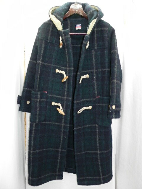 【中古】45rpm フォーティーファイブ アールピーエム NMD ノースマリンドライブ ダッフル 日本製 メンズ ユニセックス コート ロング丈 ウール チェック 木製トグル グリーン ネイビー