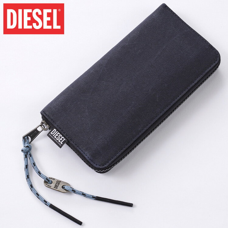 ディーゼル 定期入れ メンズ ディーゼル DIESEL 財布 長財布 ラウンドファスナー ラウンドジップ 紺 ネイビー ロゴ入り ブラック プレゼント ギフト 箱無し x08289 バレンタイン2024