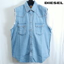 ディーゼル ディーゼル DIESEL シャツ メンズ デニム ノースリーブ ウエスタン ブラック ブルー 大きいサイズ D-KIRU TOP