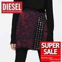 【スーパーSALE 30%オフ】ディーゼル DIESEL スカート レディース ミニ丈 ラップ 巻き ブランド フラワープリント ブラック レッド O-LENA