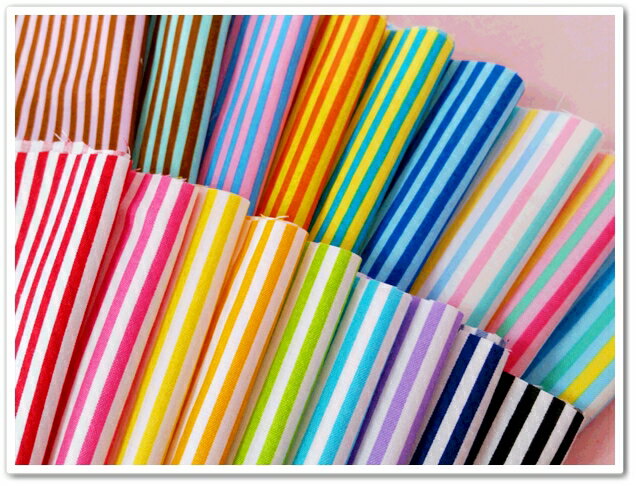 カラフルストライプ18色セット＜1枚のサイズ約25×55cm＞カットクロスセット　ハギレのサムネイル