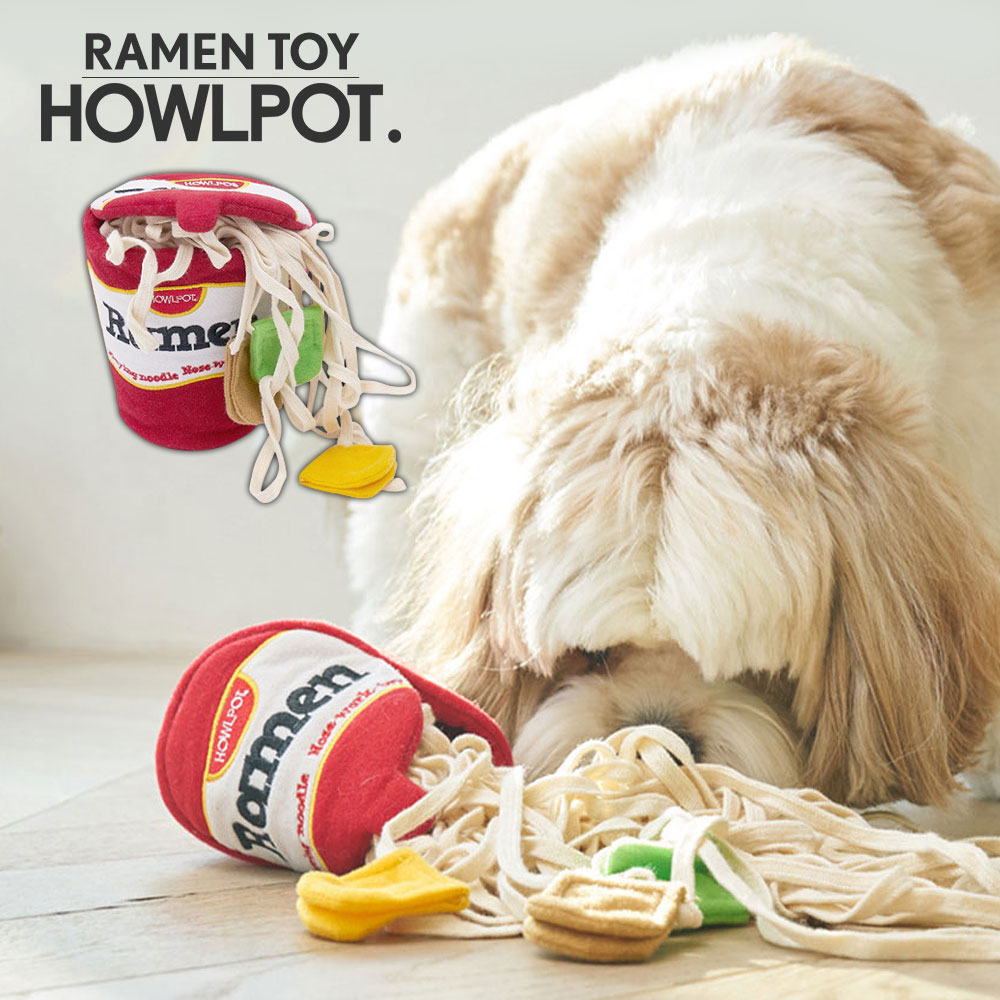 HOWLPOT. RAMEN TOY ペット用おもちゃ ( ペット用品 ペットおもちゃ おもちゃ 知育玩具 ノーズワーク ノーズワークトイ トイ ぬいぐるみ ストレス解消 歯石除去 早食い防止 餌 おやつ 探し 訓練 しつけ 洗える 犬用 犬 室内 ラーメン かわいい ) [ 父の日 ]のサムネイル
