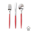 Cutipol GOA(クチポール ゴア)レッド×シルバー ディナー3本セット【正規品】【メール便可 2セットまで】 ( カトラリー 赤 オシャレ お洒落 かわ...