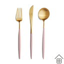 【メール便ご利用で送料無料】 Cutipol GOA(クチポール ゴア)ピンク×ゴールド ディナー3本セット【正規品】【メール便可 2セットまで】 ( カトラリ...