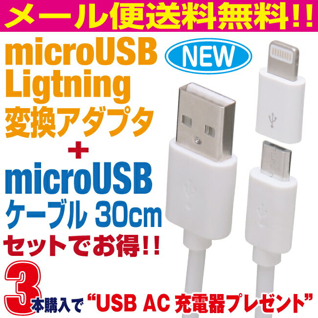 iphone 充電 ケーブル 30cm ライトニング 変換アダプター micro USB マイクロUSB ホワイトケーブル iPhone XS iPhone XS Max iPhone XR iPhone X iPhone8 iPhone7 iPhone6 iPhone SE iPhone5S iphone ipad ipod android スマートフォン スマホ タブレット