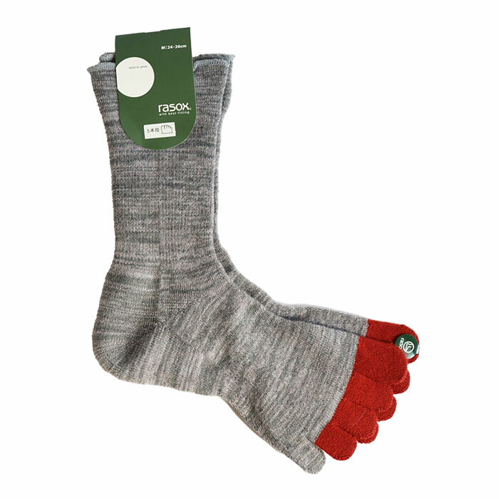 【ポイント10倍】ラソックス 正規取扱店 日本製 rasox CA202CR01-FFウォームクルー5本指 ソックス まとめ買い L字型 靴下 くつ下 直角 レディース メンズ 女性 男性